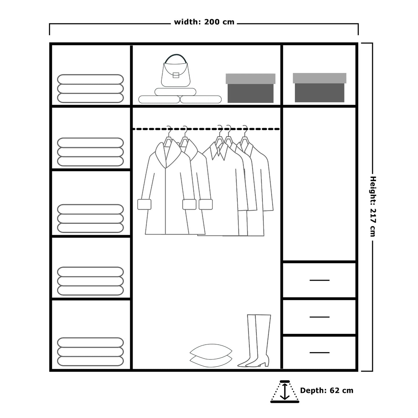 Queen Full Mirror Sliding Wardrobe