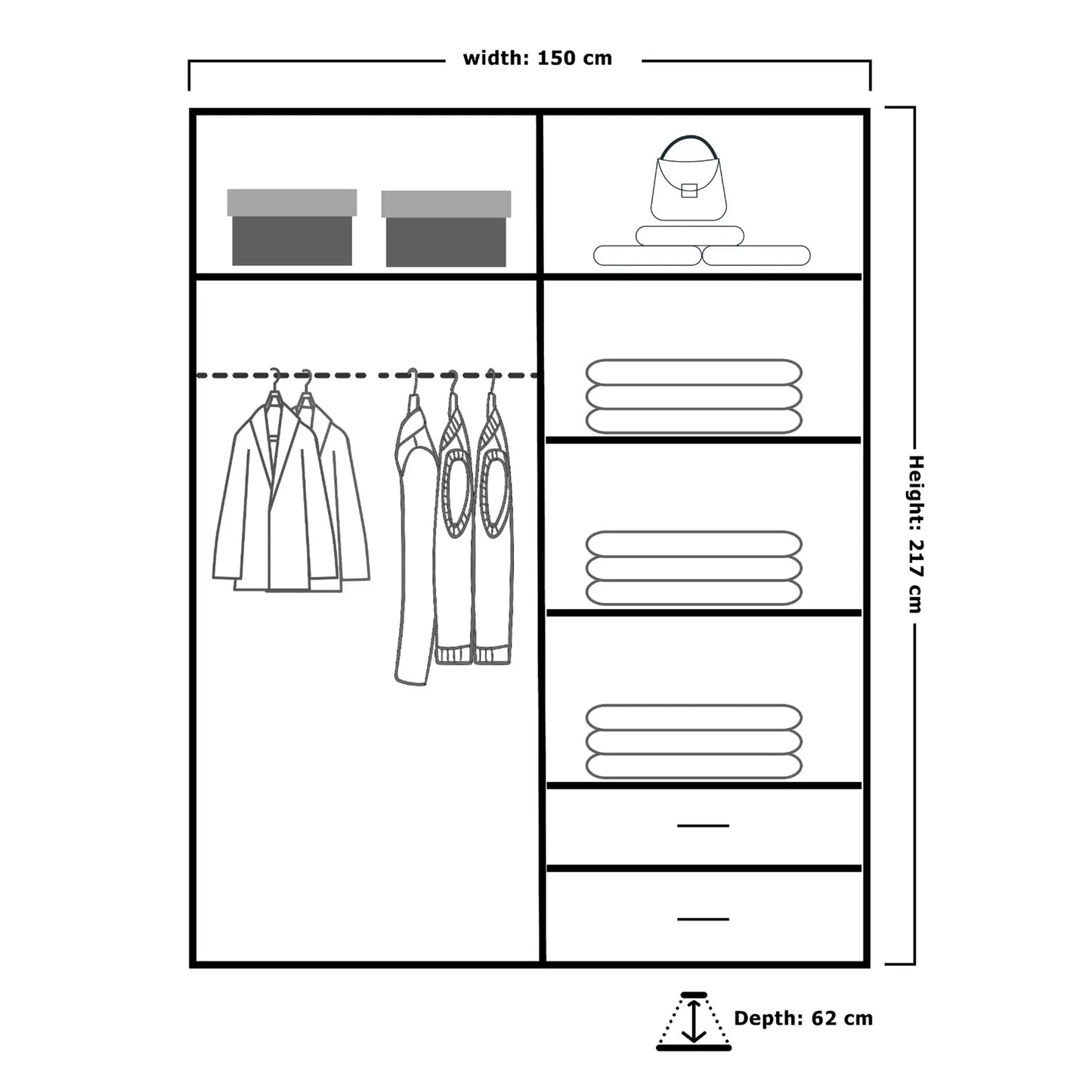 Queen Full Mirror Sliding Wardrobe