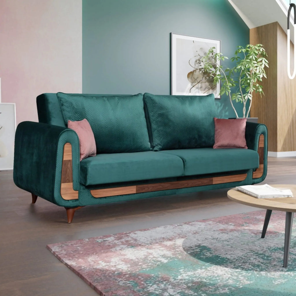 ALASKA 2 SEATER GREEN SOFA BED