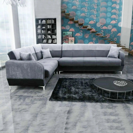 Baron Corner Grey Storage Sofa Bed