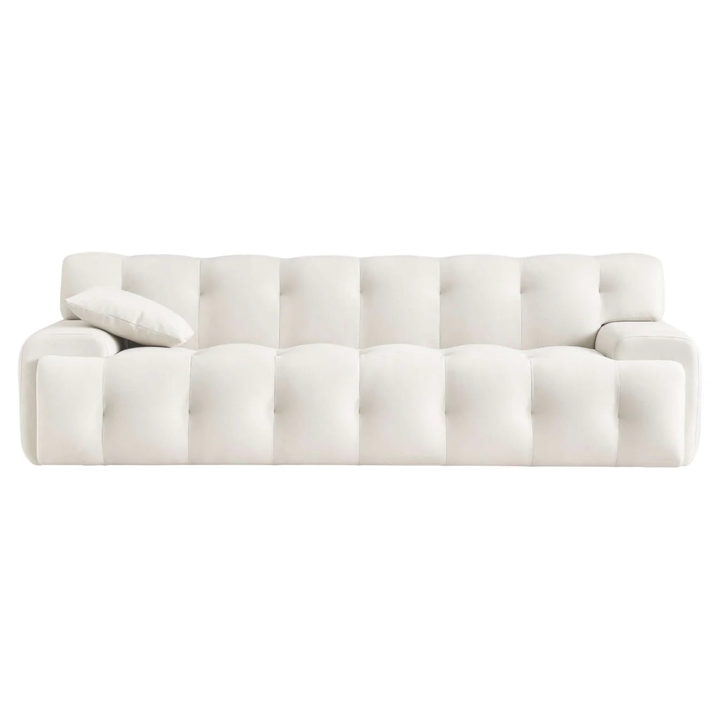 Brampton Mid Century 90 Inch Cream Velvet Sofa