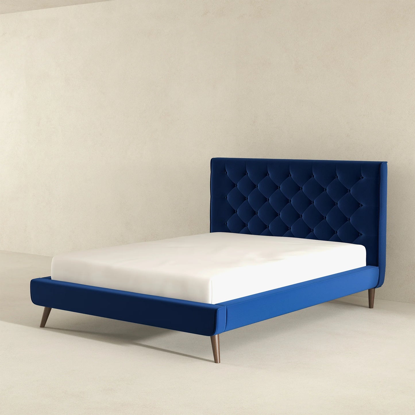 Dillon Blue Velvet Platform Bed