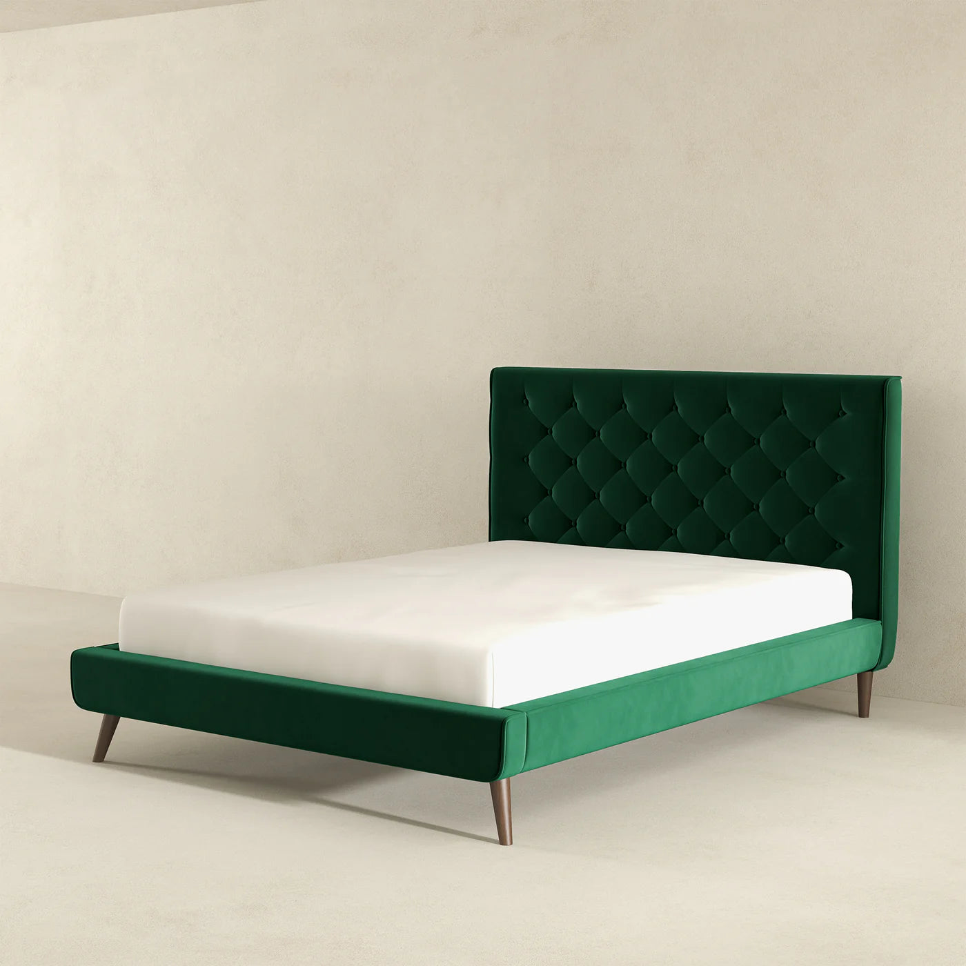 Dillon Dark Green Velvet Platform Bed Size