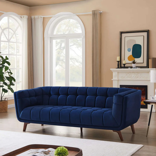 Addison Large Navy-Blue Velvet Sofa