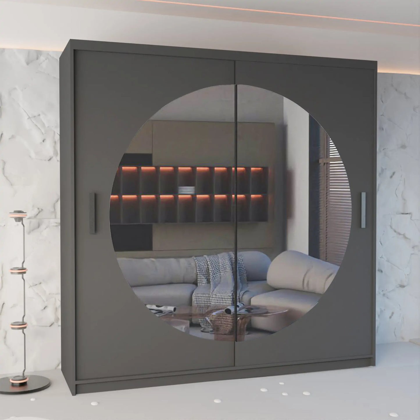 Moon Mirror Front Sliding Wardrobe