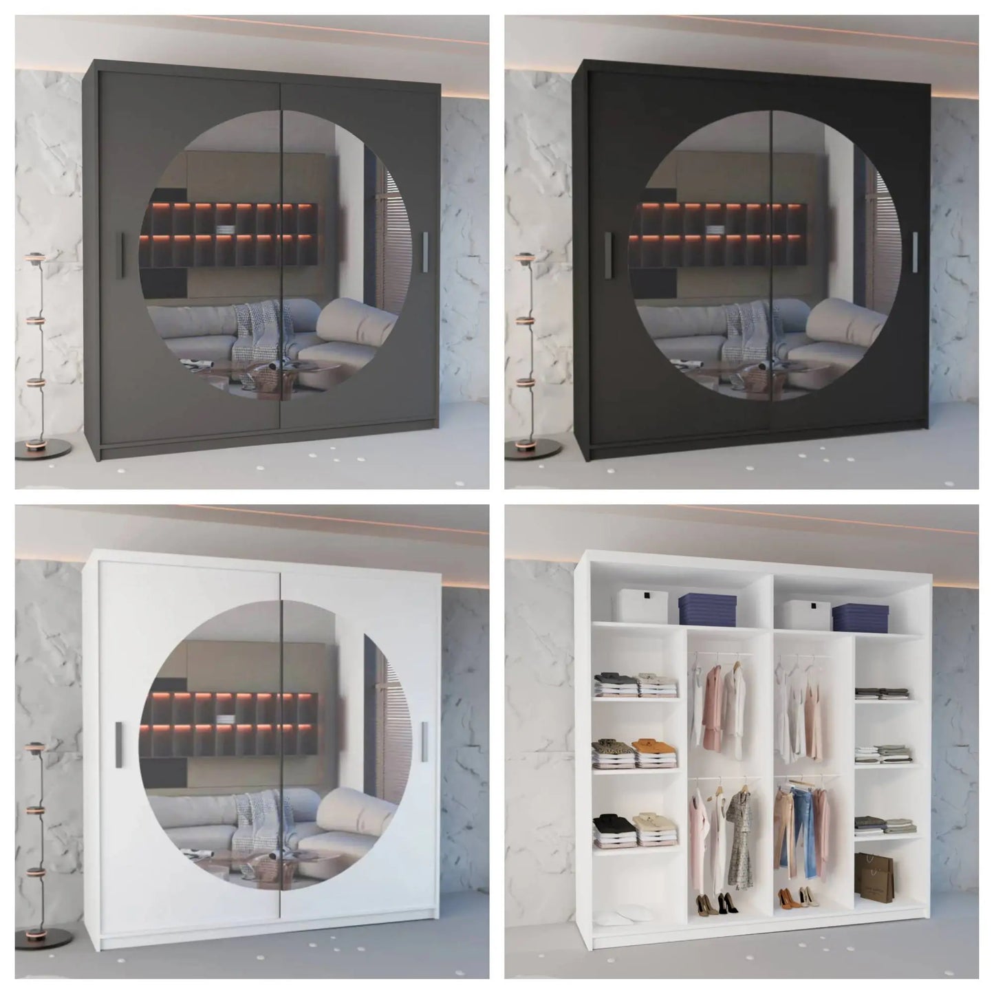 Moon Mirror Front Sliding Wardrobe