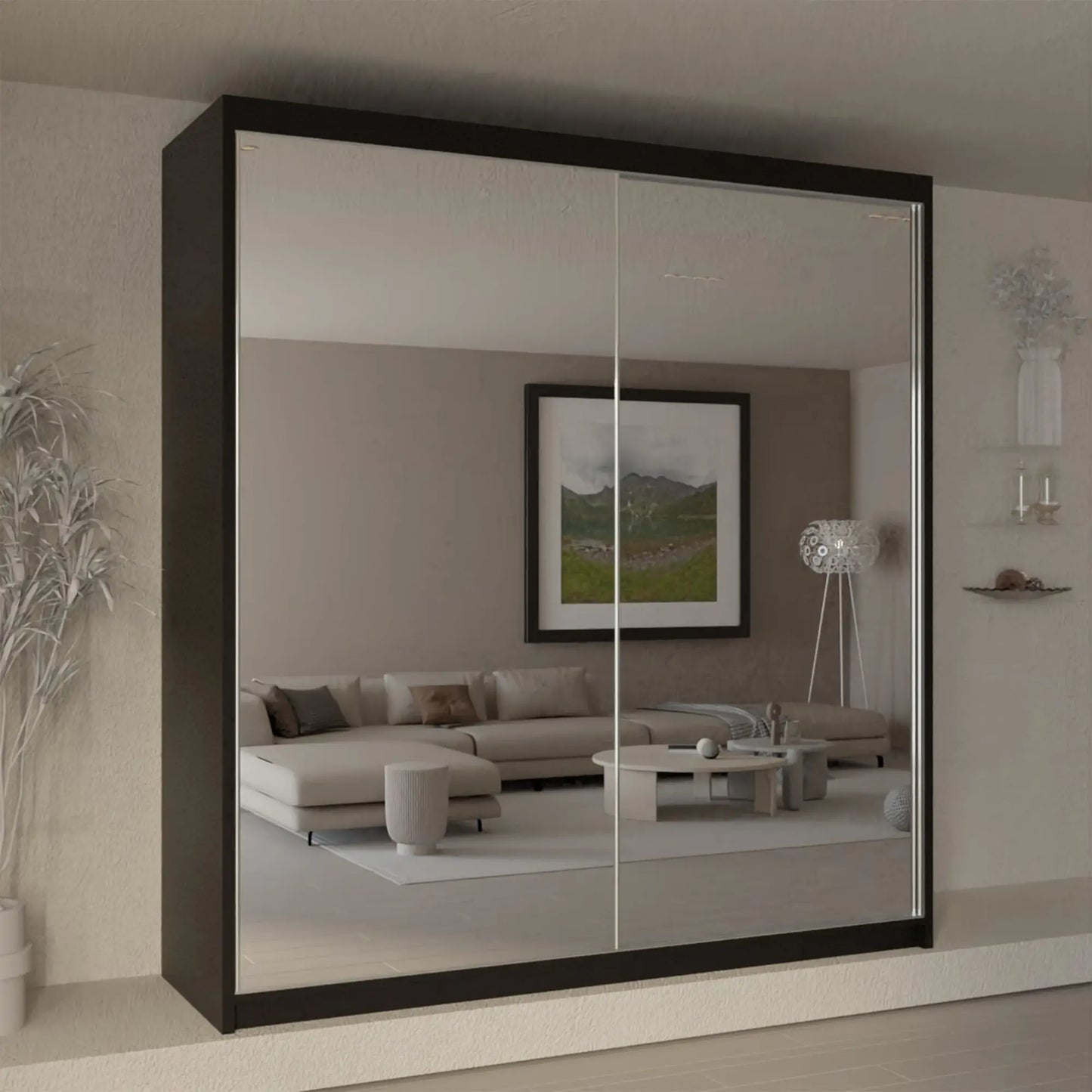 Queen Full Mirror Sliding Wardrobe