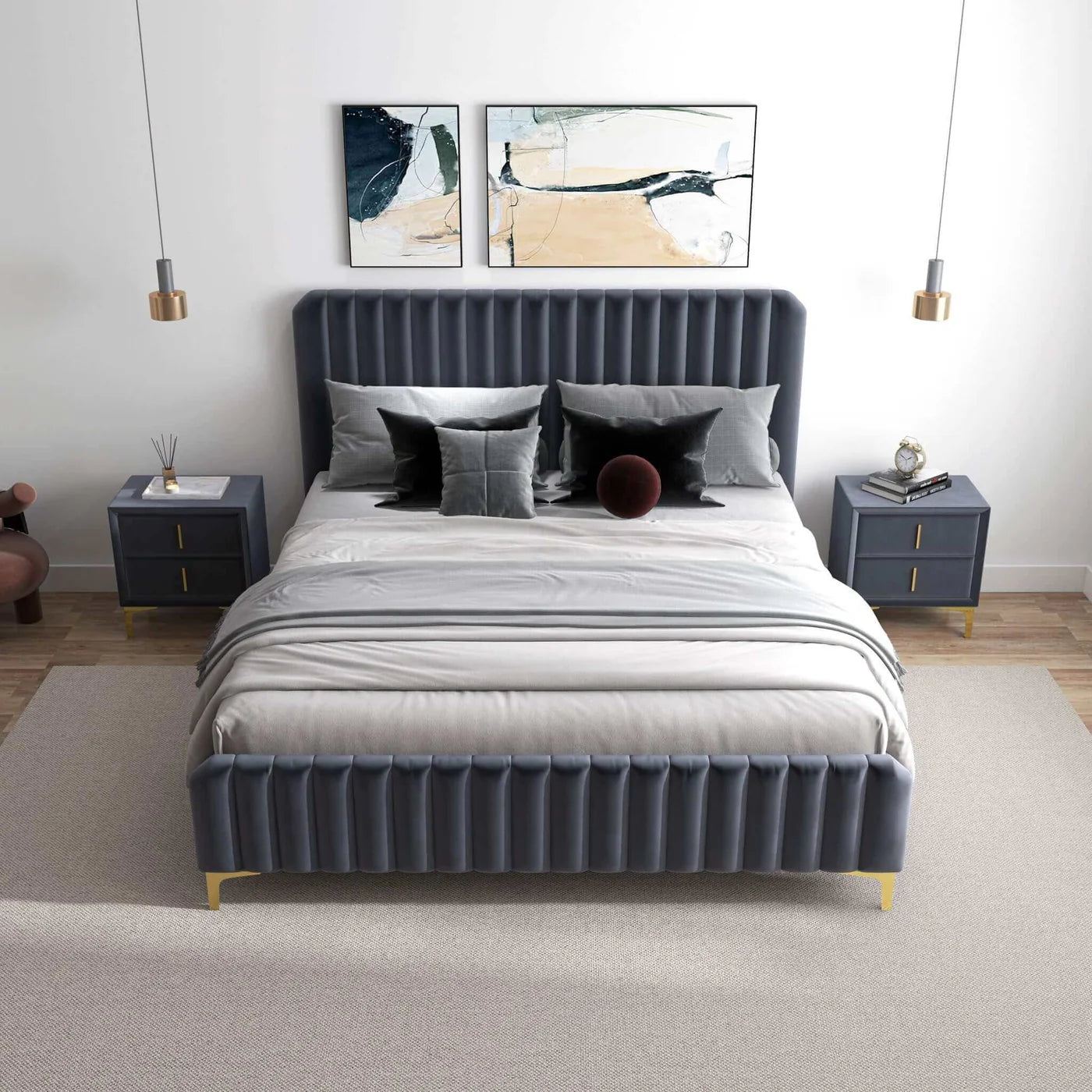 Bethany Velvet Upholstered Platform Bed