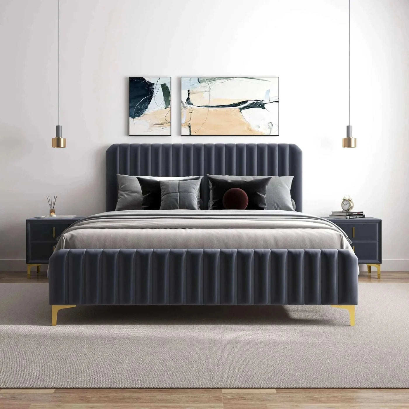 Bethany Velvet Upholstered Platform Bed