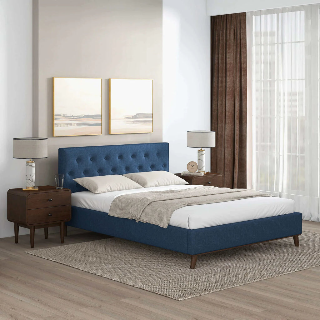 Graceville Mid-Century Modern Navy Platform Bed