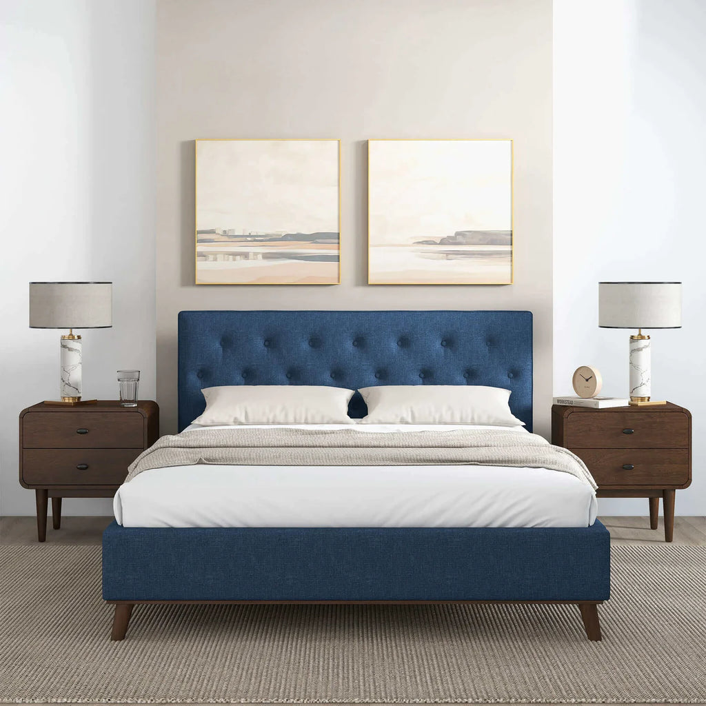 Graceville Mid-Century Modern Navy Platform Bed