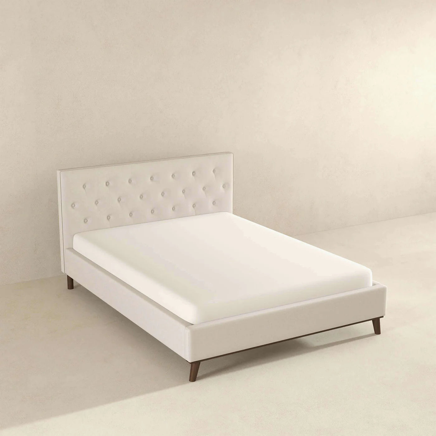 Graceville Mid-Century Modern Beige Platform Bed