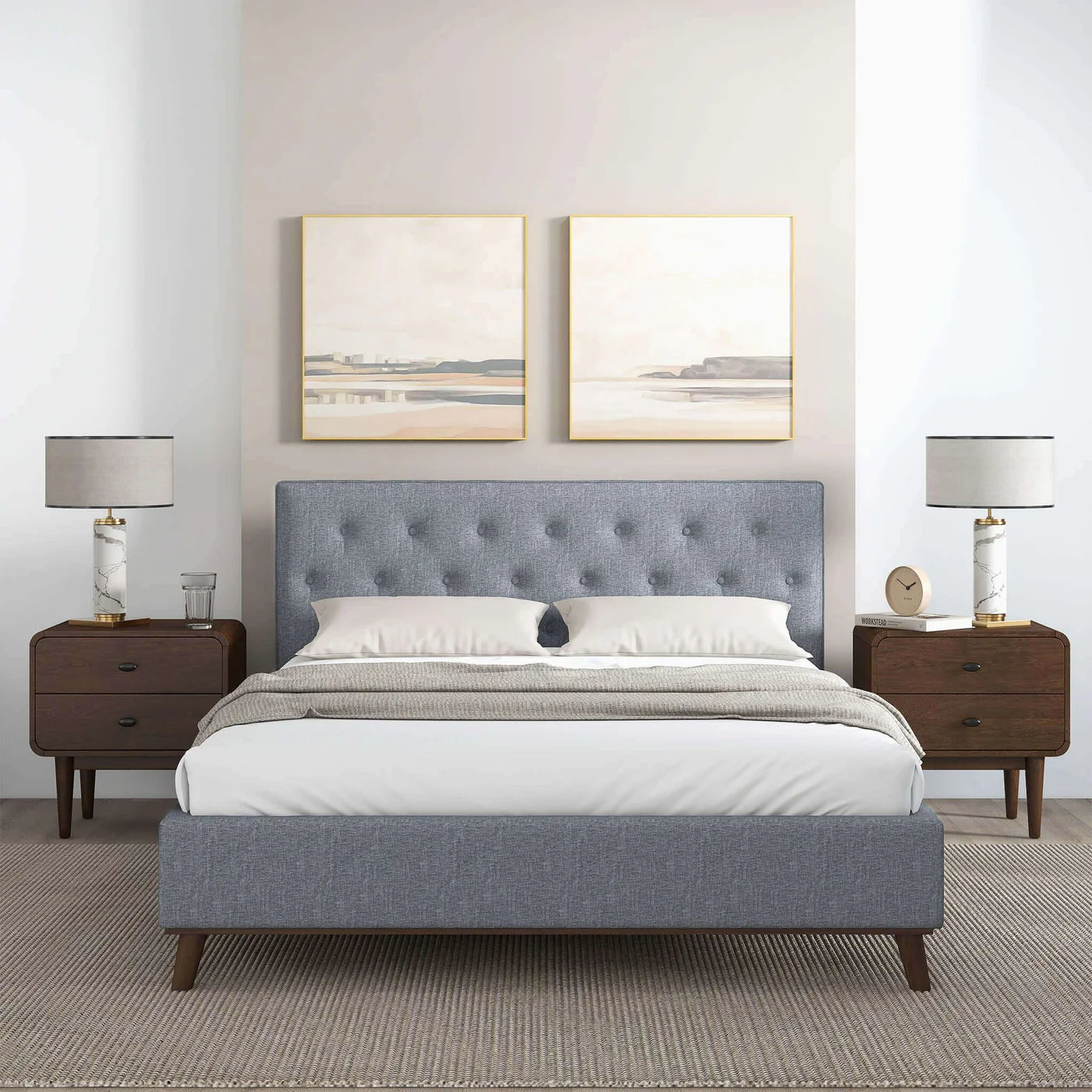 Graceville Mid-Century Modern Grey Platform Bed