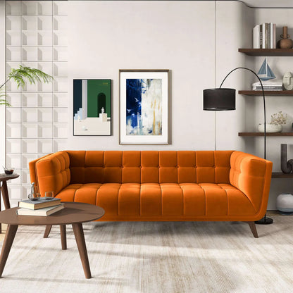 Addison Large Burnt-Orange Velvet Sofa