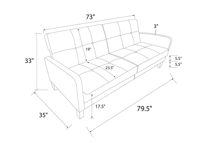 Dorel Boston Sofa Bed Grey Linen