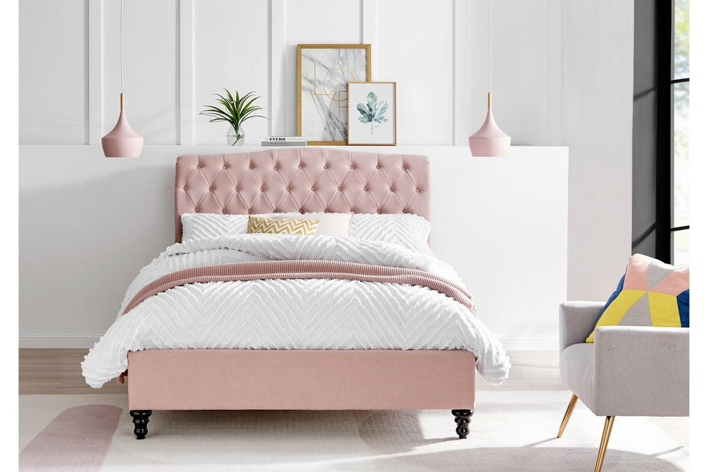 Rosa Size Double pink Bed