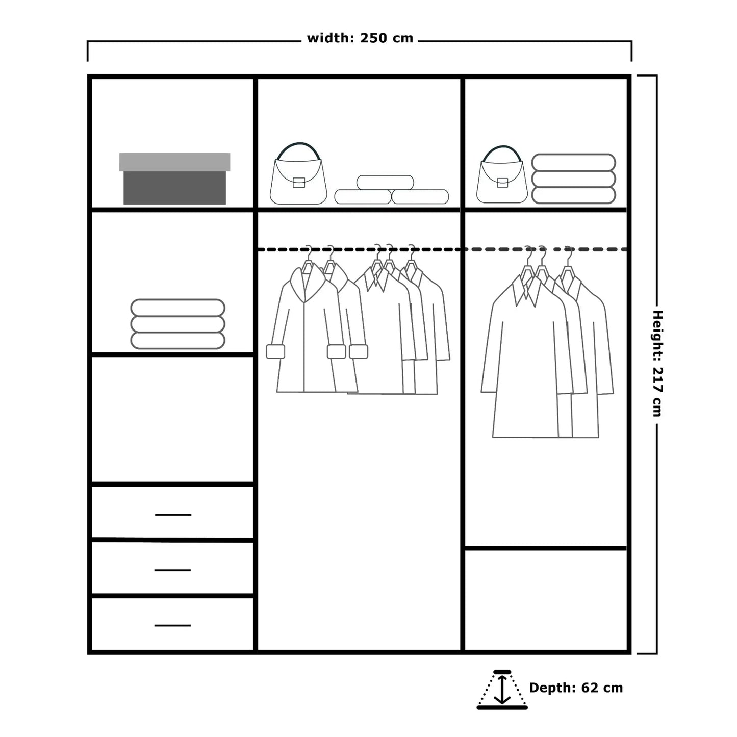 Vision Sliding Door Wardrobe 250cm