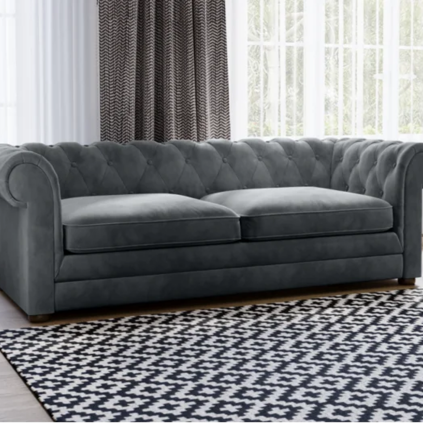 Flair Ralph 3 Seater Velvet Chesterfield Sofa Bed