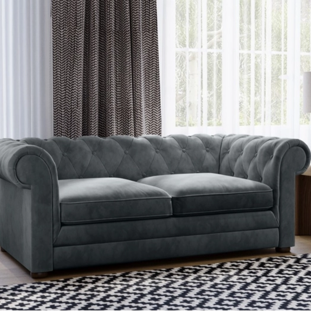 Flair Ralph 2 Seater Velvet Chesterfield Sofa Bed